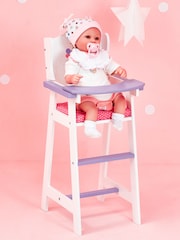 Teamson Home White Kids Wooden Baby Doll Furniture High Chair Playset - Image 3 of 6