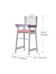 Teamson Home White Kids Wooden Baby Doll Furniture High Chair Playset - Image 4 of 6