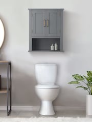 Teamson Home Grey Mercer Wooden Bathroom Storage Wall Cabinet Unit - Image 1 of 6