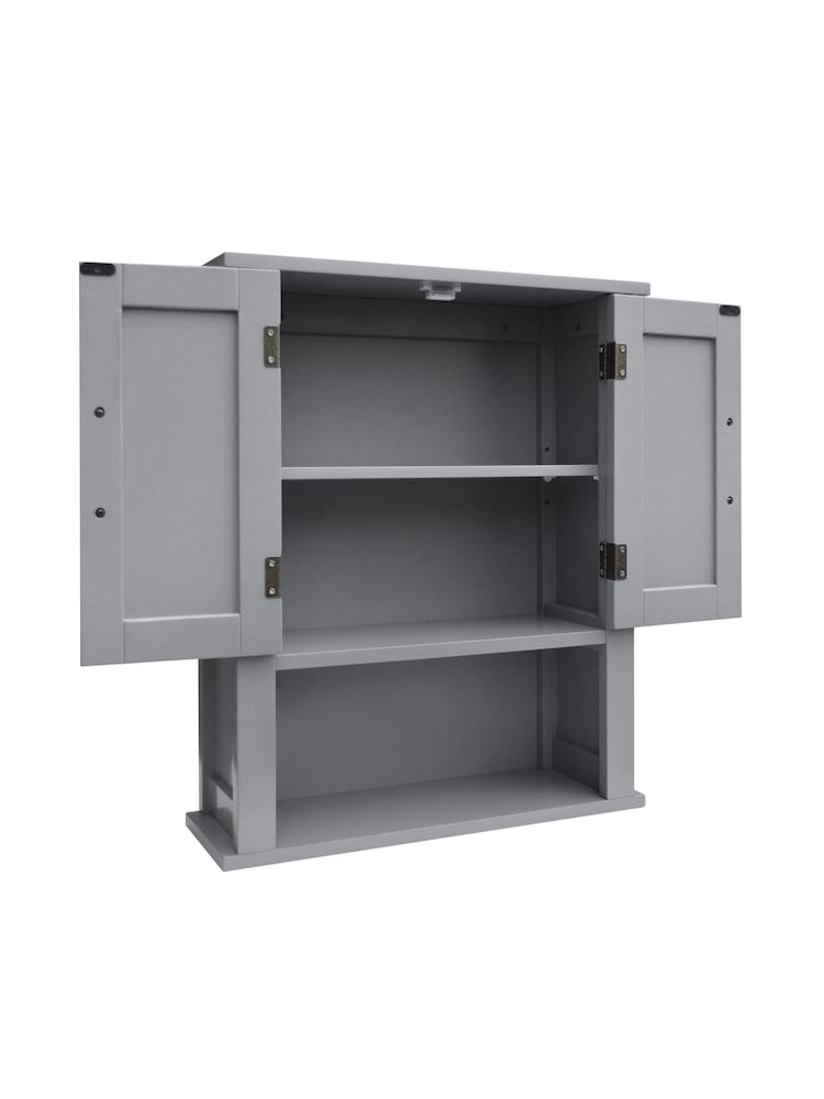 Teamson Home Grey Mercer Wooden Bathroom Storage Wall Cabinet Unit - Image 2 of 6