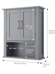 Teamson Home Grey Mercer Wooden Bathroom Storage Wall Cabinet Unit - Image 4 of 6