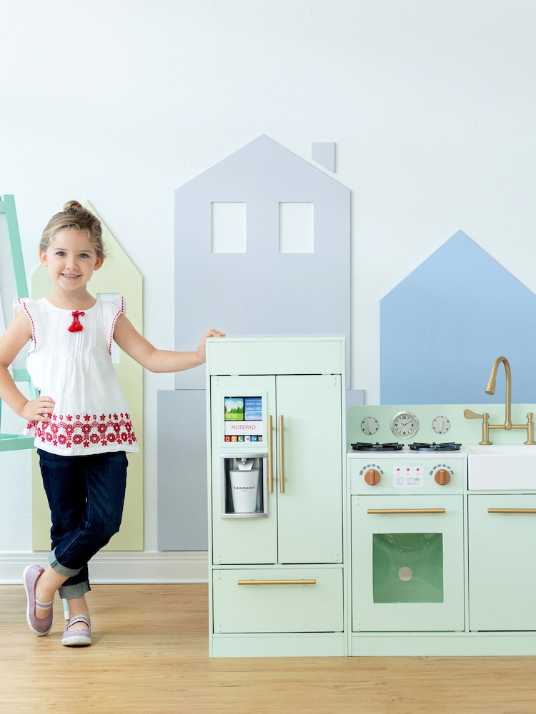 Teamson Home Green Charlotte Interactive Wooden Play Kitchen Set - Image 2 of 4