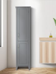 Teamson Home Grey Mercer Wooden Bathroom Tall Linen Storage Cabinet Unit - Image 1 of 6