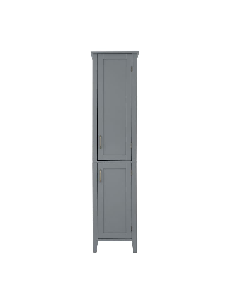 Teamson Home Grey Mercer Wooden Bathroom Tall Linen Storage Cabinet Unit - Image 2 of 6