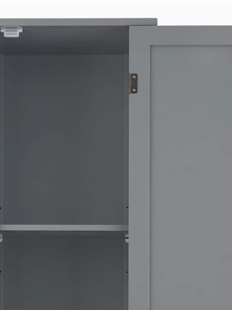 Teamson Home Grey Mercer Wooden Bathroom Tall Linen Storage Cabinet Unit - Image 6 of 6