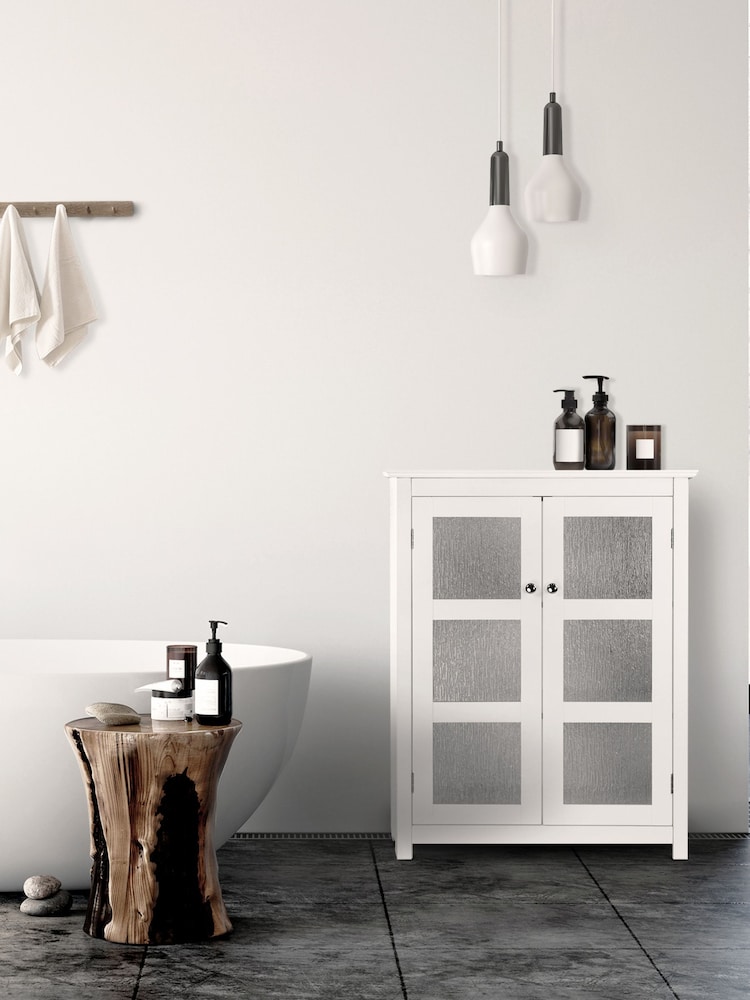 Teamson Home White Connor Wooden Bathroom Storage Floor Cabinet Unit - Image 1 of 4