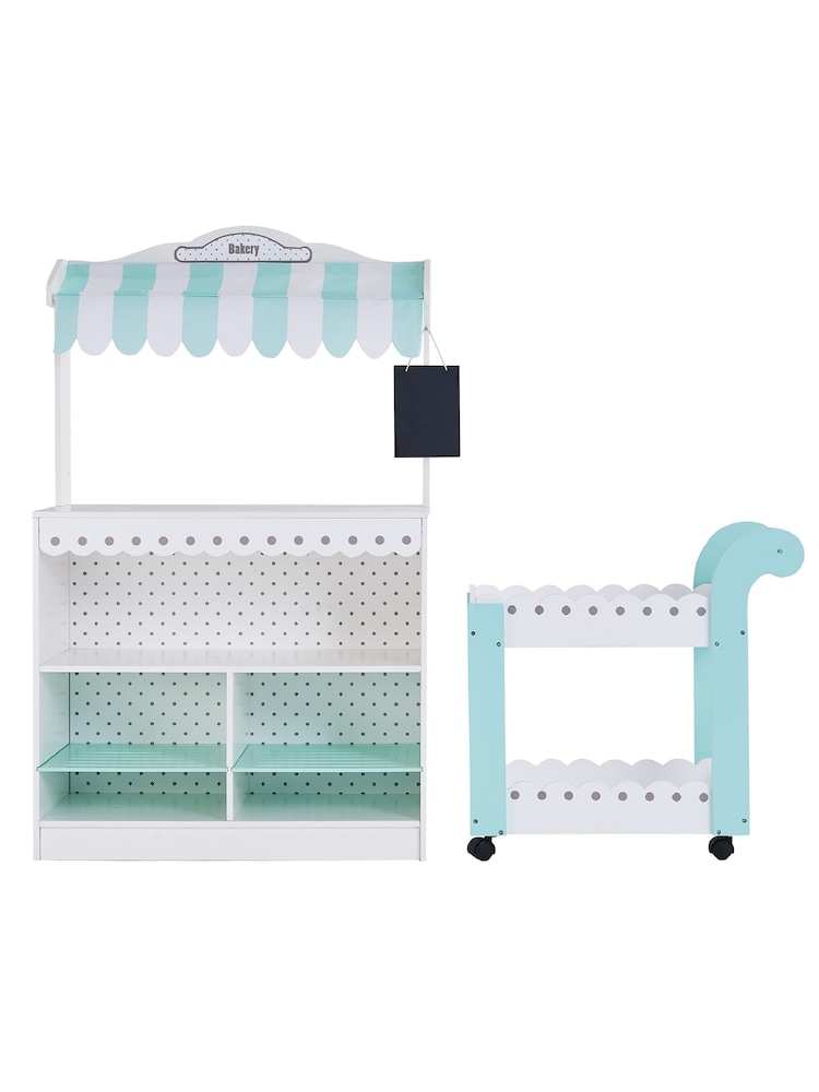 Teamson Home Green Wooden Play Pretend Bakery Shop Stand Set - Image 2 of 6