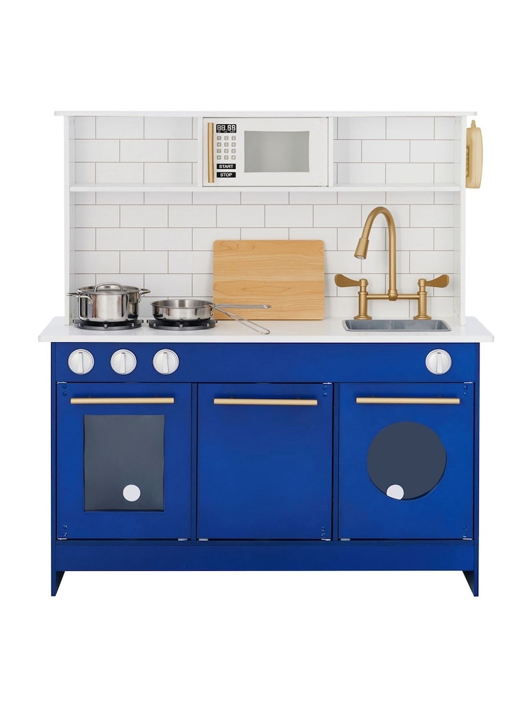 Teamson Home Blue Berlin Interactive Pretend Wooden Play Kitchen Set - Image 2 of 6