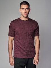 Burgundy Red Regular Fit Textured T-Shirt - Image 1 of 7