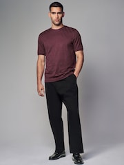 Burgundy Red Regular Fit Textured T-Shirt - Image 2 of 7