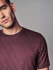Burgundy Red Regular Fit Textured T-Shirt - Image 4 of 7