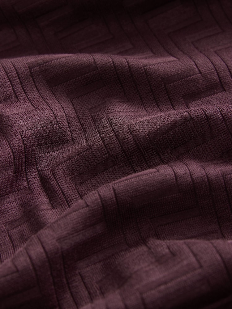 Burgundy Red Regular Fit Textured T-Shirt - Image 7 of 7