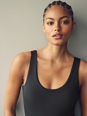 Black Scoop Neck Sleeveless Soft Touch Polyamide Bodysuit - Image 3 of 6