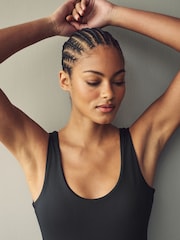 Black Scoop Neck Sleeveless Soft Touch Polyamide Bodysuit - Image 4 of 6