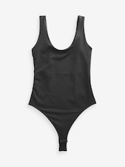 Black Scoop Neck Sleeveless Soft Touch Polyamide Bodysuit - Image 5 of 6