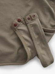 Olive Green Scoop Neck Sleeveless Soft Touch Polyamide Bodysuit - Image 6 of 7