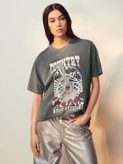 Charcoal Grey Country Music Sessions Western 100% Cotton Graphic T-Shirt - Image 1 of 6