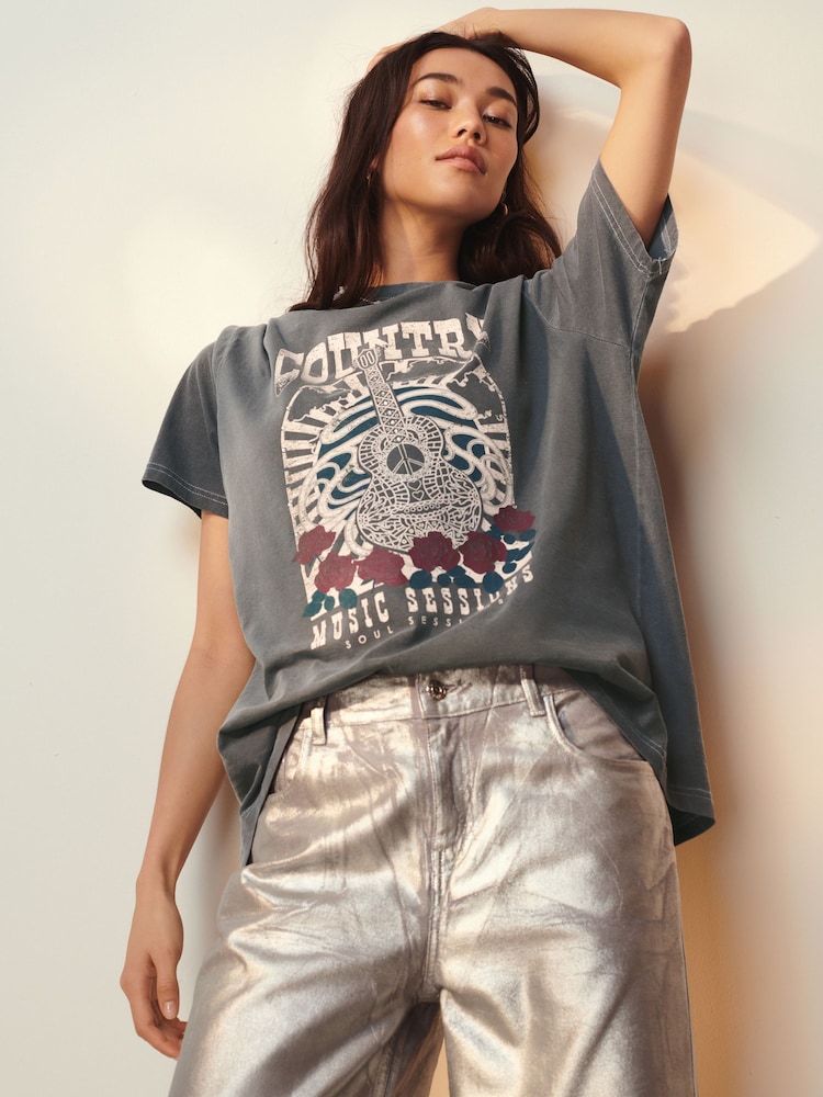 Charcoal Grey Country Music Sessions Western 100% Cotton Graphic T-Shirt - Image 2 of 6
