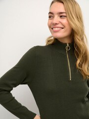 Cream Green Dela Knee Length Knitted Dress - Image 3 of 5