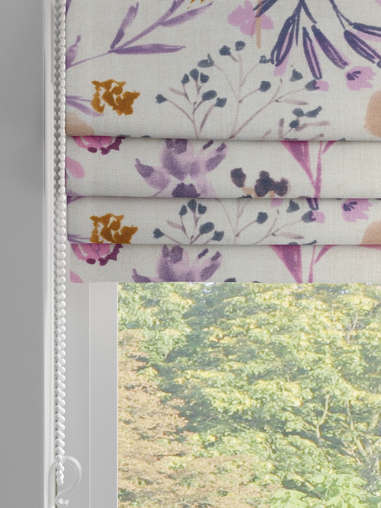 Mauve Purple Botanical Made to Measure Roman 100% Cotton Blind - Image 2 of 6