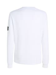 Calvin Klein Jeans Monogram Badge Waffle 100% Cotton Long Sleeve White T-Shirt - Image 5 of 6