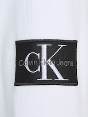 Calvin Klein Jeans Monogram Badge Waffle 100% Cotton Long Sleeve White T-Shirt - Image 6 of 6