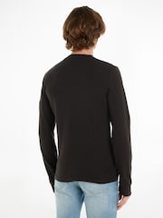 Calvin Klein Jeans Monogram Badge Waffle 100% Cotton Long Sleeve Black T-Shirt - Image 2 of 6