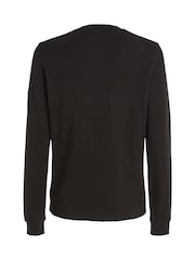 Calvin Klein Jeans Monogram Badge Waffle 100% Cotton Long Sleeve Black T-Shirt - Image 5 of 6