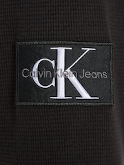 Calvin Klein Jeans Monogram Badge Waffle 100% Cotton Long Sleeve Black T-Shirt - Image 6 of 6
