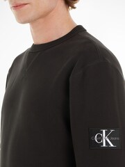 Calvin Klein Jeans Monogram Badge Logo 100% Cotton Crew Neck Black Sweatshirt - Image 3 of 6