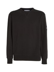 Calvin Klein Jeans Monogram Badge Logo 100% Cotton Crew Neck Black Sweatshirt - Image 4 of 6