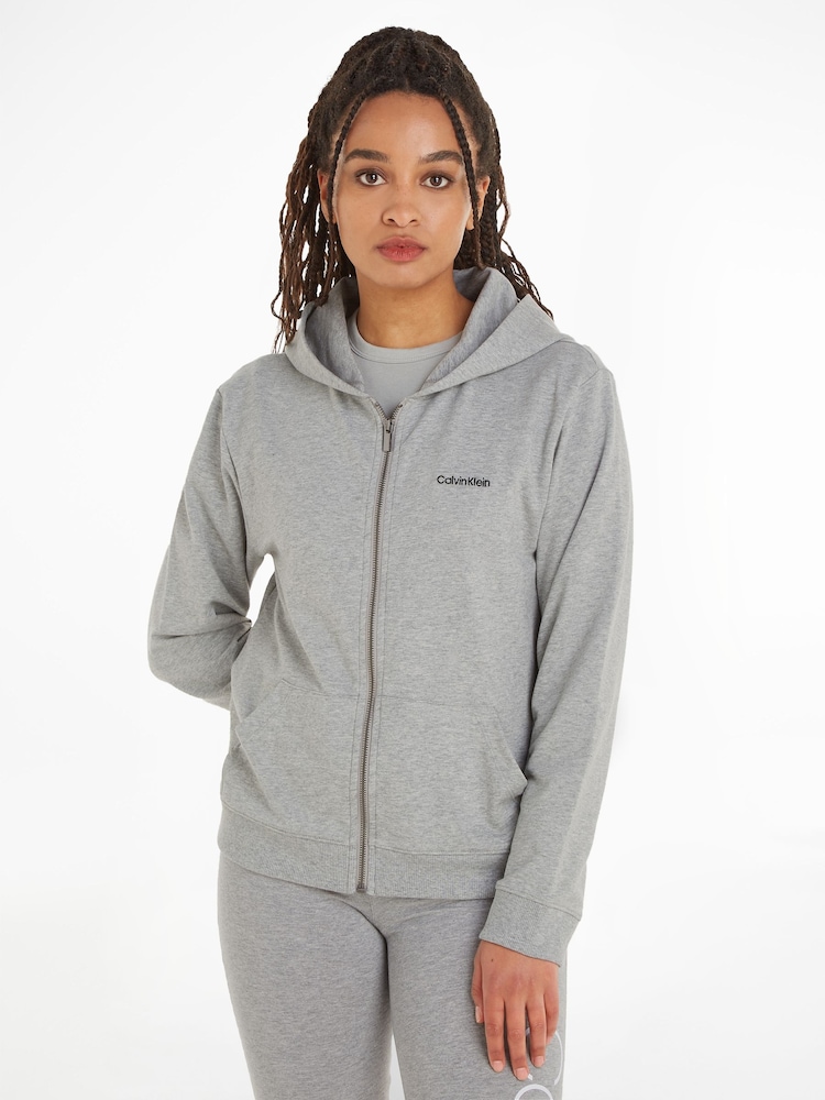 Calvin Klein Grey Modern Cotton Loungewear Full Zip Hoodie - Image 1 of 6