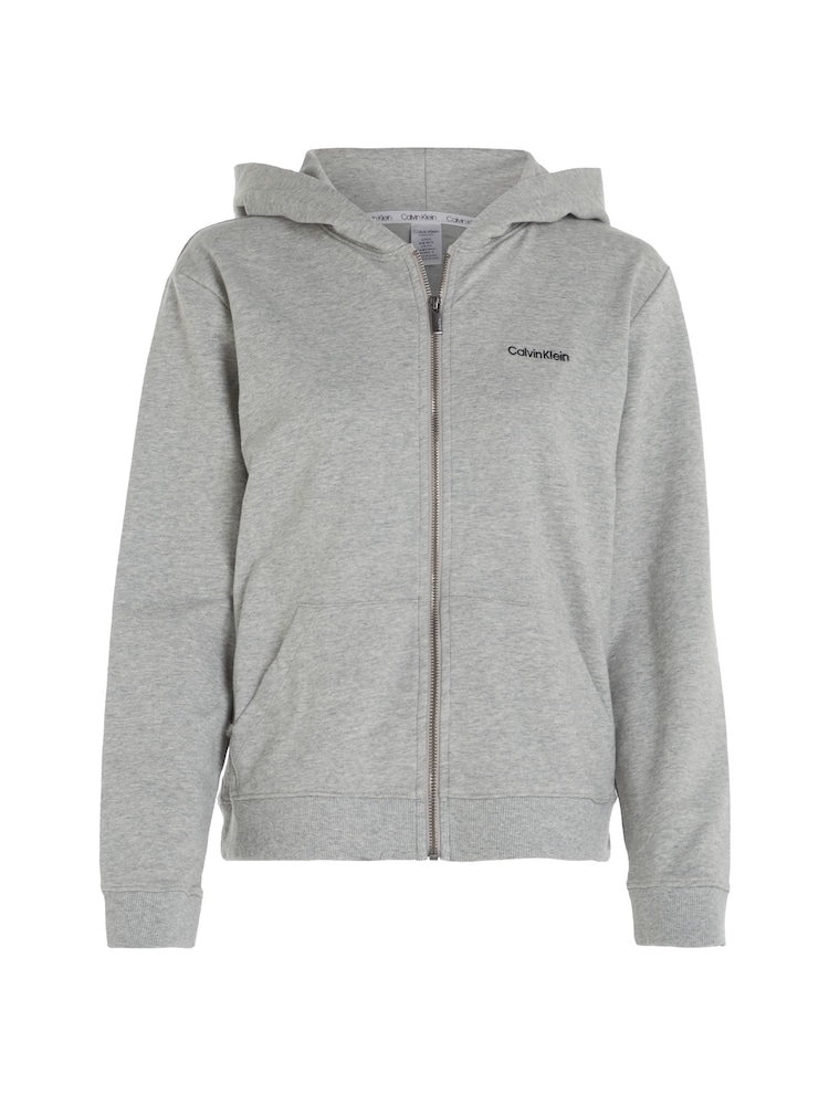 Calvin Klein Grey Modern Cotton Loungewear Full Zip Hoodie - Image 4 of 6