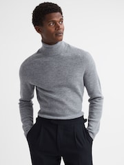 Reiss Grey Melange Skipton Slim Fit Wool Roll Neck Jumper - Image 1 of 5