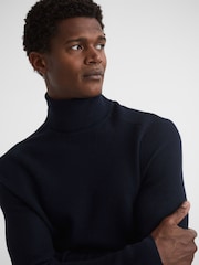 Reiss Navy Skipton Slim Fit Wool Roll Neck Jumper - Image 1 of 5