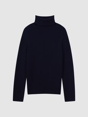 Reiss Navy Skipton Slim Fit Wool Roll Neck Jumper - Image 2 of 5