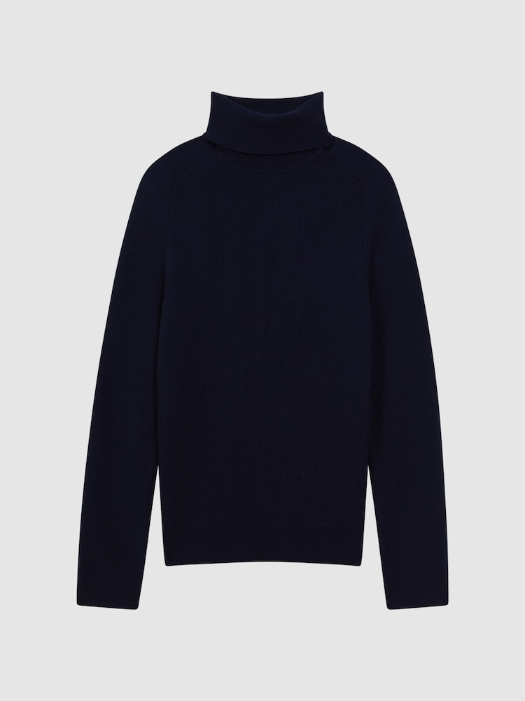 Reiss Navy Skipton Slim Fit Wool Roll Neck Jumper - Image 2 of 5