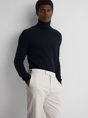 Reiss Navy Skipton Slim Fit Wool Roll Neck Jumper - Image 3 of 5