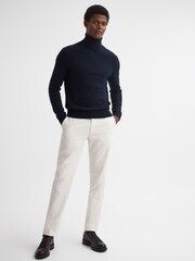 Reiss Navy Skipton Slim Fit Wool Roll Neck Jumper - Image 4 of 5