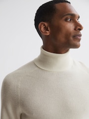Reiss Ecru Skipton Slim Fit Wool Roll Neck Jumper - Image 1 of 4