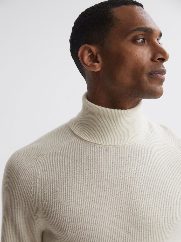 Reiss Ecru Skipton Slim Fit Wool Roll Neck Jumper - Image 1 of 4