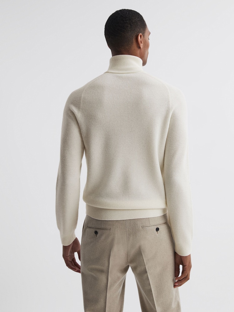 Reiss Ecru Skipton Slim Fit Wool Roll Neck Jumper - Image 4 of 4