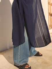 Navy 100% Cotton Maxi Beach Shirt Cover-Up - Image 4 of 7