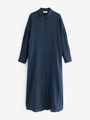 Navy 100% Cotton Maxi Beach Shirt Cover-Up - Image 5 of 7