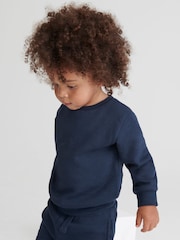 Blue Navy Plain Jersey Sweatshirt and Joggers Set (3mths-7yrs) - Image 3 of 8