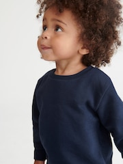 Blue Navy Plain Jersey Sweatshirt and Joggers Set (3mths-7yrs) - Image 4 of 8
