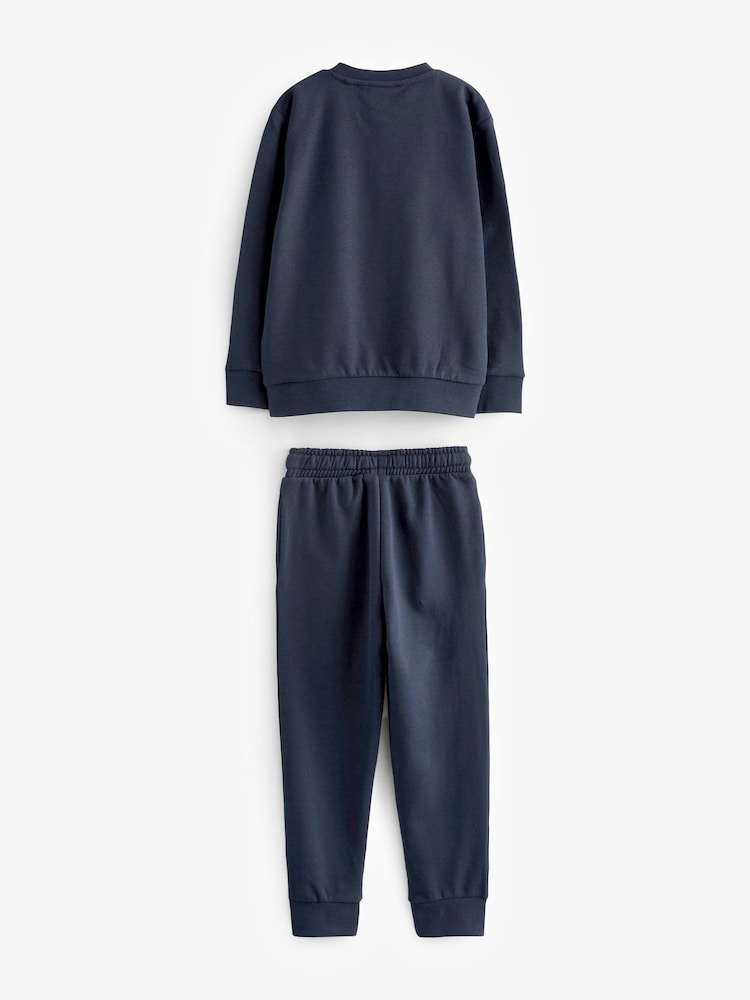 Bleu marine - Ensemble sweat-shirt et jogging en jersey uni (3mths-7yrs) - Image 7 of 8