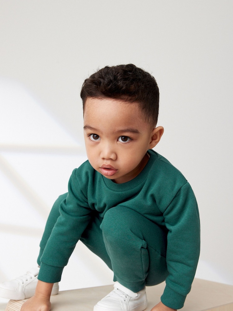 Green Plain Jersey Sweatshirt and Joggers Set (3mths-7yrs) - Image 2 of 6