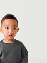 Grey Charcoal Plain Jersey Sweatshirt and Joggers Set (3mths-7yrs) - Image 3 of 7