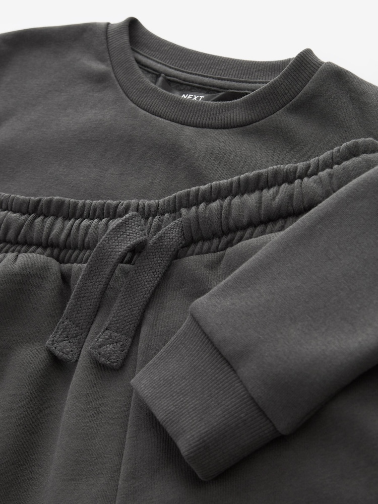 Gris anthracite - Ensemble sweat-shirt et jogging en jersey uni (3mths-7yrs) - Image 5 of 7